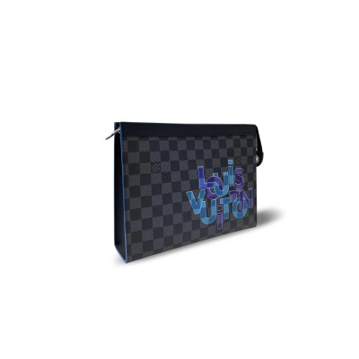 LOUIS VUITTON POCHETTE VOYAGE MM DAMIER GRAPHITE INTERLINKED LOGO (27*21*3cm)